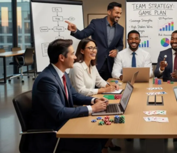 Zespół projektujący program team buildingowy podczas spotkania kreatywnego