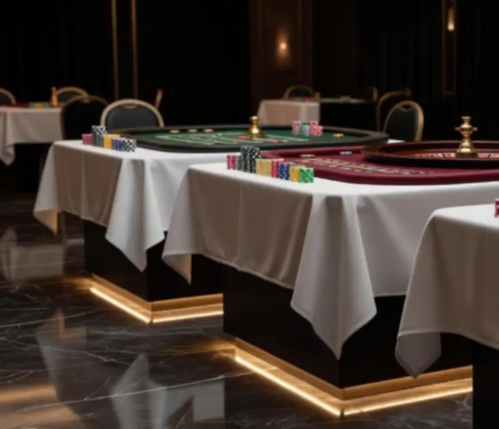 Ekskluzywne stoły do pokera i ruletki przygotowane na elegancki event